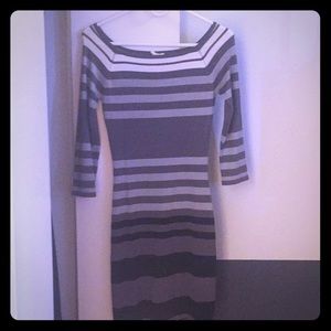 Grey, Striped, Knit Dress